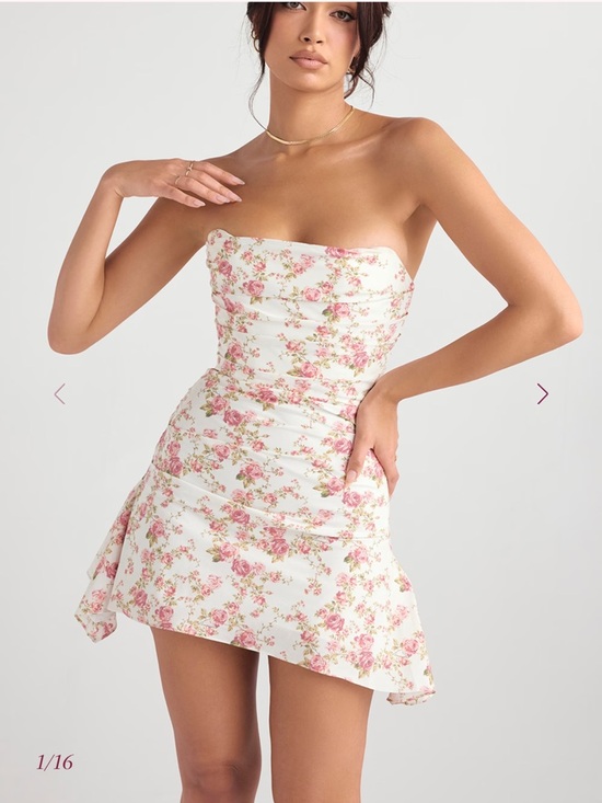 House of Cb JASMINE Rose Print Draped Corset Dress - Picture 2 of 13